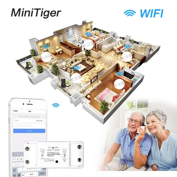 Minitiger Tuya WiFi Smart Light Switch Univerzálny Chránič Časovač Inteligentný Život APP Bezdrôtové Diaľkové Ovládanie s Alexa Domovská stránka Google