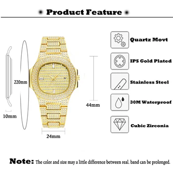 MISSFOX Náramkové hodinky Pánske Luxusné Značky Kalendár Veľký Diamant Hodinky Vodotesné Muži Móda Hublo Quartz Hodiny Ocele Muž Náramkové Hodinky