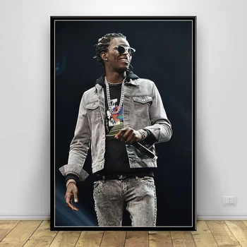 Mladý Kriminálnik Hip Hop Rap Hudba Spevák A Rapper Star Umelecké Plátno Na Maľovanie Plagátu Na Stenu Domova