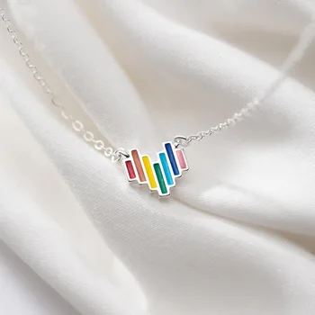 MloveAcc Nové Módne Rainbow Srdce Náhrdelník Farebné Prívesok Náhrdelník Valentína Darček pre Ženy