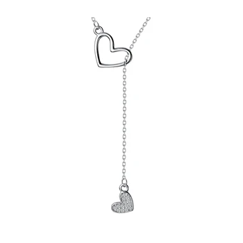 MloveAcc Reálne 925 Sterling Silver Dvojité Láska Srdce Prívesok Náhrdelníky pre Ženy Lady Originálne Šperky Darček