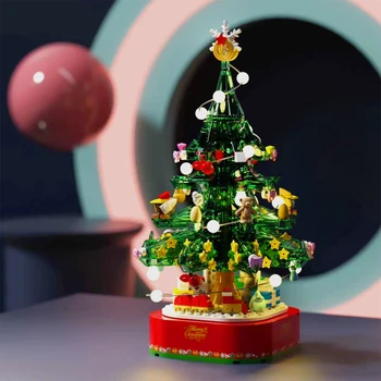 Moc Nápady Tvorca Priateľmi Mestu Vianočný Strom S Music Box Model Stavebné Bloky nastaviť klasický Vianočný darček Hračky pre deti,