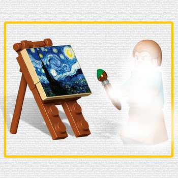 MOC Tvorca Myšlienky Vincent van Gogh: Na Hviezdna Noc stavebné kamene, tehly HOBBY hračky pre deti Vianočné darčeky