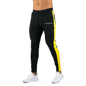Moda masculina rua calças de fitness esportes ginásio correndo treinamento jogging algodão calças casuais masculino musculação e