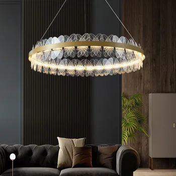 Moderná luxusná obývacia izba luster osvetlenie Nordic krúžok LED stmievateľné zlatý lesk kuchyňa jedálenský lampy, Interiérové Svietidlá