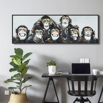 Moderné Abstraktné Legrační Opice olejomaľba na Plátne Plagáty a Tlačí na Steny Umenie Maľba na Obývacia Izba Domova