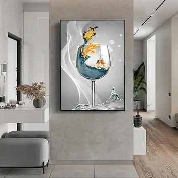 Moderné Abstraktné Umenie Tichom prostredí V poháre na Víno Plátno na Maľovanie na Stenu Umenie Fotografie pre Obývacia Izba Domova (Bez Rámu)