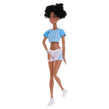 Moderné Africké Dievča Bábiky 12 Kĺby Pohyblivé BJD Bábika Nosiť Športové Oblečenie