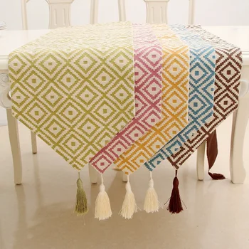 Moderné Geometrické Vyšívané Jedálenský Stôl Runner TV kabinet dekorácie bavlna bielizeň, stolové prestieranie Zelená/Ružová/Žltá/Modrá/Káva