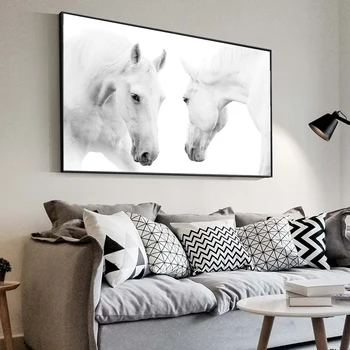 Moderné Kone Wall Art Plátno, Vytlačí Zvieratá, Umenie, Obrazy Tlač Na Plátno Biele Kone Plagáty A Tlačí Na Obývacia Izba Dekor
