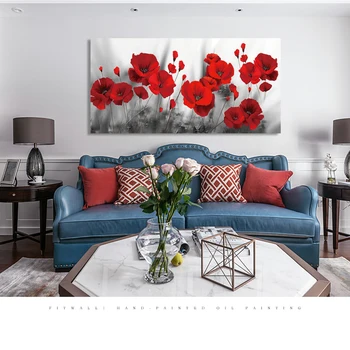 Moderné Kvety Plagát, Tlač Wall Art Plátno na Maľovanie Červeného Maku Kvet Obraz na Stenu pre Obývacia Izba Domova Bez Rámu