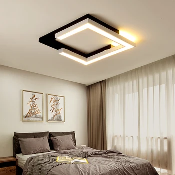 Moderné LED luster pre malé obývacia izba, spálňa, kuchyňa, balkón čierny a biely štvorec osvetlenie stropný luster zariadenie