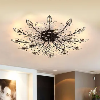 Moderné LED Luster Upínacie Obývacia Izba Crystal Tienidlo Výzdoba Domov Osvetlenie Čierne Zlato, Spálne, Lampy, Lustre AC110-240V