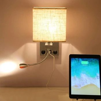 Moderné LED Nástenné Svietidlo Posteli Spálňa Nášivka Sconce s prenos USB Interiéru Čelo Domov Hotel Nástenné Svetlá(Bez Žiarovky)