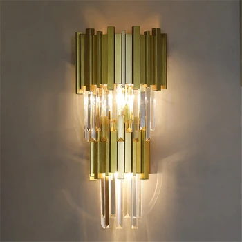 Moderné luxusné Európske Gold Crystal Sconce LED Nástenné Svietidlo dekorácie pre spálne Hotel Nočné Svetlo ilumination