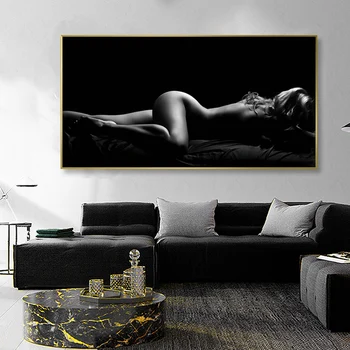 Moderné Nahé Umenie Plagátu Sexy Spanie Ženy Plátno na Maľovanie Čierne a Biele Body Art obrazov na Stenu pre Obývacia Izba Dekor Výtlačkov