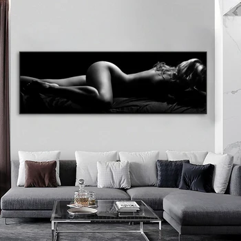 Moderné Nahé Umenie Plagátu Sexy Spanie Ženy Plátno na Maľovanie Čierne a Biele Body Art obrazov na Stenu pre Obývacia Izba Dekor Výtlačkov