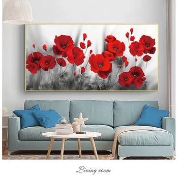 Moderné Nástenné Art Akvarel Červeného Maku Kvet Plátno Maľovaní Plagátov a Vytlačí Nordic Štýl Obrázkov pre Obývacia Izba Dekor