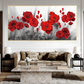 Moderné Nástenné Art Akvarel Červeného Maku Kvet Plátno Maľovaní Plagátov a Vytlačí Nordic Štýl Obrázkov pre Obývacia Izba Dekor