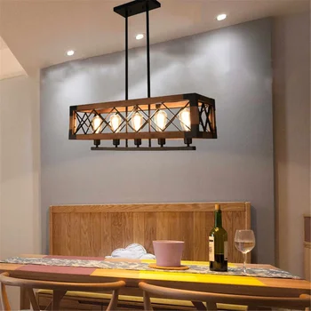 Moderné Obdĺžnik Kváder Led Luster Svetlá Pre Obývacia Izba Jedáleň Kuchyňa Bar Stropné Svietidlo Klasické Drevené Závesné Osvetlenie