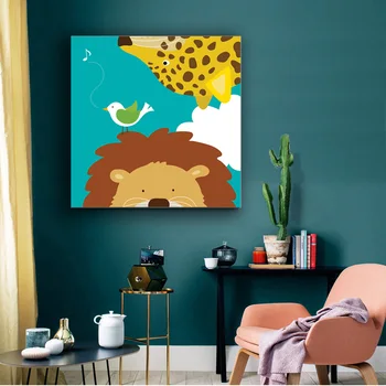 Moderné Obrazy Na Stenu Cartoon Art Zvieratá Plátno, Tlač Plagátu Pre Baby Detská Izba Dekorácie Maľovanie Domova Bez Rámu