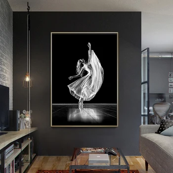 Moderné Plátno na Maľovanie Black Plagát a Tlač Obývacej Izby, Spálne Dekorácie Abstraktné Módne Tanečné Dievča Domov Wall Art bez rámu