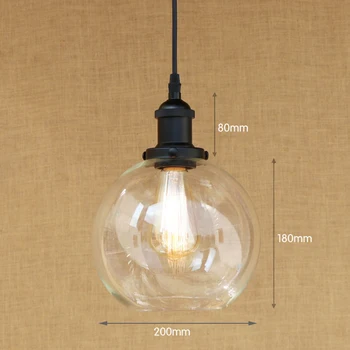 Moderné Sférické sklo tieni prívesok lampa LED Edison žiarovka Prívesok Svietidlo Pre Svetlá Kuchyňa/jedáleň/bar E27 220V