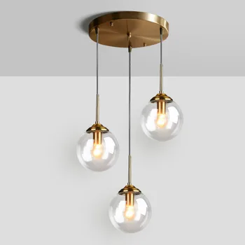 Moderné Sklenené Gule Prívesok Svetla E14 Zlato LED Visí Lampa Vintage Výzdoba Osvetlenie Svietidlo pre Obývacej Izby, Spálne, Kuchyne Loft