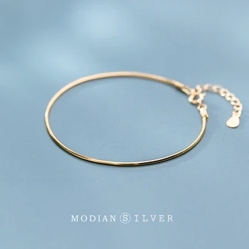 Modian Reálne 925 Sterling Silver Luxusné Had Kosti Reťazca Náramok pre Ženy Nastaviteľné Zlatá Farba Náramok Originál Jemné Šperky
