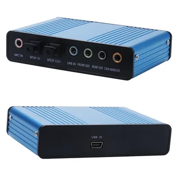 Modrá 6 Kanálový Externý Zvuková Karta 5.1 Surround Zvuk USB 2.0 Externý Optický Zvukový Zvukovú Kartu Adaptér pre Notebook PC