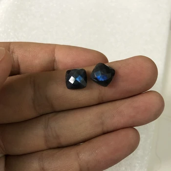 Modrá Flash Labradorit Perličiek Cabochon 8mm Tvárou Námestie Cabochon Guľôčok Pre šperky, takže 2piece/pack