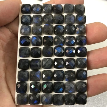 Modrá Flash Labradorit Perličiek Cabochon 8mm Tvárou Námestie Cabochon Guľôčok Pre šperky, takže 2piece/pack