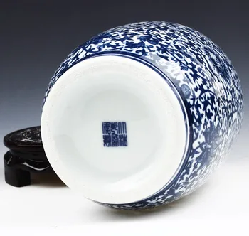 Modré a Biele Porcelánové Vázy, Spriahnuté Lotus Dizajn Kvet Keramická Váza, Domáce Dekorácie Jingdezhen Vázy R1842