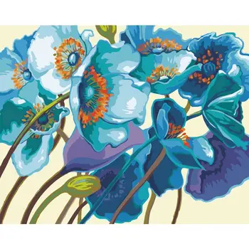 Modré Kvety DIY Maľovanie Podľa Čísel Domov Wall Art Obraz Farba Čísla Kaligrafie Maľovanie 40x50cm umelecké Diela