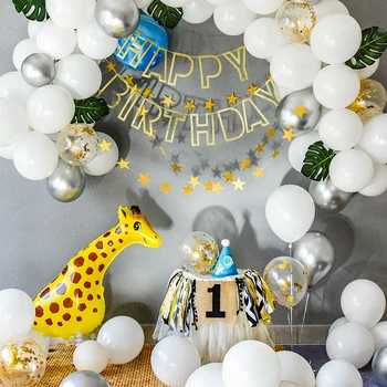 Modrý Balón Garland Arch Súprava Safari Zvierat Narodeninová Párty, Baby Sprcha 100 Oslava dňa Pozadie