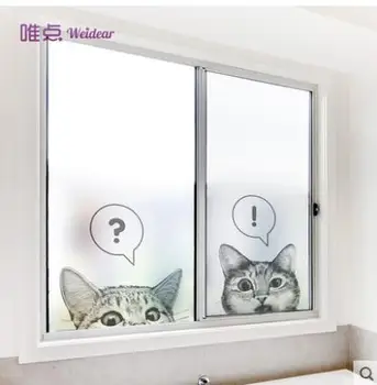 MOE MOE cat in štýl elektrostatické mliečneho skla pervious na svetlo nepriehľadné okno papierové nálepky na okno v kúpeľni samolepky-42