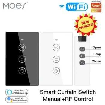 Moes WiFi RF433 Smart Touch Záclonové Rolety Motora Prepnite Tuya Inteligentný Život Aplikáciu Diaľkové Ovládanie Práce s Alexa Domovská stránka Google NÁS