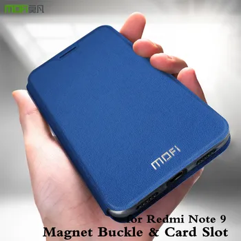 MOFi Flip Puzdro Pre Xiao Redmi Poznámka 9 Magnetické Kožené Pracky Červené Mi Note9 Stojan, Držiak Na Kartu Anti Zraziť