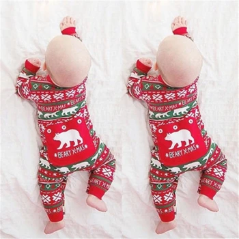Moje Prvé Vianoce Novorodenca Baby Boy Šaty Romper Bebe Oblečenie Dievča Dlhý Rukáv Mäkké Bavlnené Jumpsuit Dieťa Vianoce Sleepwear