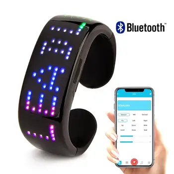 Monochromatické Bluetooth programovateľné LED športový náramok, ios mobilnom telefóne Android APP control input text symbol zobrazenie času