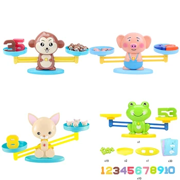 Montessori Matematika Zápas Hracej Hračky Opice Šteňa Vyvažovanie Mierka Číslo Rovnováhu Hry Baby Vzdelávacie Hračka Zvierat Akčné Figúrky