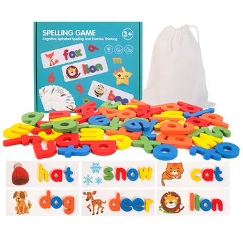 Montessori Napísať slovo hry, Drevené Hračky Skoré Vzdelávanie Skladačka Písmeno Abecedy Puzzle Predškolského Vzdelávania Baby Hračky pre Deti,