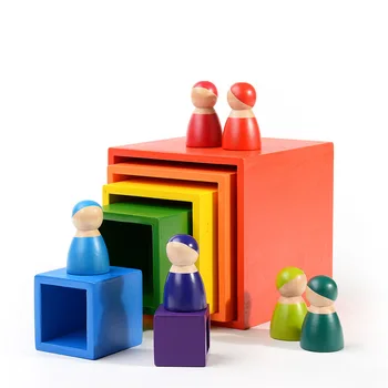 Montessori tvorivé rainbow stavebné bloky pre stohovanie darebák stavebné kamene, drevené gule deťom drevené hračky, vzdelávacie hračky