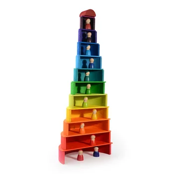 Montessori tvorivé rainbow stavebné bloky pre stohovanie darebák stavebné kamene, drevené gule deťom drevené hračky, vzdelávacie hračky