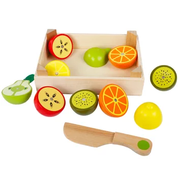 Montessori Vzdelávacie Hračky Drevené Hračky pre Deti Raného Vzdelávania 3D Kuchyňa Rezanie Ovocia, Zeleniny Rada Reálnom Živote Hračka