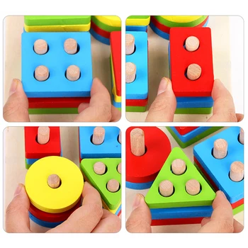 Montessori Vzdelávacie Hračky Drevené Hračky pre Deti Raného Vzdelávania Cvičenie praktické schopnosti Geometrické Tvary Zodpovedajúce