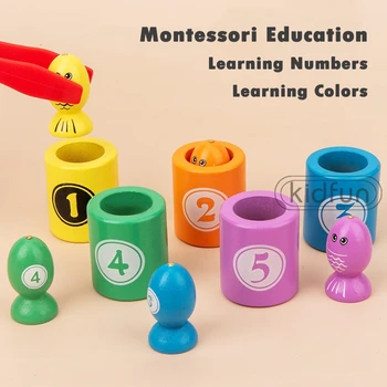 Montessori Výchovy Drevené Hračky Číslo Zodpovedajúce Farby Senzor Hračka Rybárske Hry Detská Hračka Montessori Hračky pre Deti 1 2 3 4 Rokov