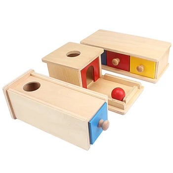 Montessori Zmyslové Hračky Imbucare Box S Box Mincu Drevené Vertikálne Horizontálne Disky Základné & Zručnosti Hračky Ruky & Nohy Nálezcovi