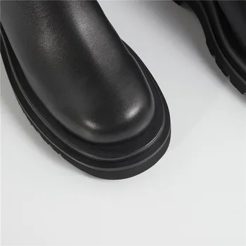 MORAZORA Veľkosť 33-43 Módne Originálne Kožené Topánky Ženy Hrubé Jediným Chelsea Boots Britský Štýl Zimné Platformu Členková Obuv