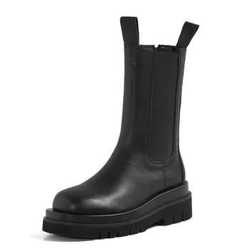 MORAZORA Veľkosť 33-43 Módne Originálne Kožené Topánky Ženy Hrubé Jediným Chelsea Boots Britský Štýl Zimné Platformu Členková Obuv